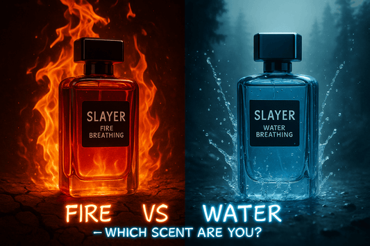 Fire Breathing and Water Breathing AniScents bottles side-by-side glowing with different power effects